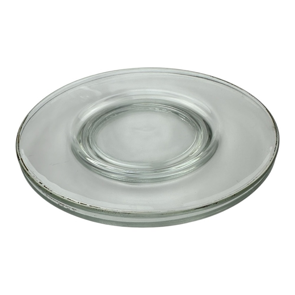 Vintage Clear Glass Gold Trim Salad Plates Set Of 2